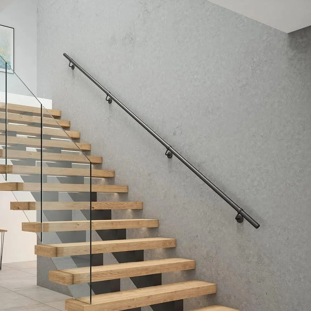 

9.8 T ADA Industrial Handrails or Indoor Stairs: Metal Staircase Handrails Wall Mount Stair Handrail 1.6" Sturdy Pipe Hand Raili