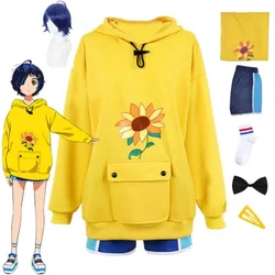 Anime Wonder Egg Priority Ohto Ai Cosplay Women's Sweatshirt Wig Halloween Clothing Hoodie Yellow Sunflower Pullover