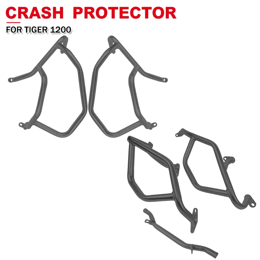 Motorcycle Guard Crash Bar For Tiger 1200 Highway Engine Frame Bumper Fairing Protector Bars Upper Lower Anti-Fall Protection