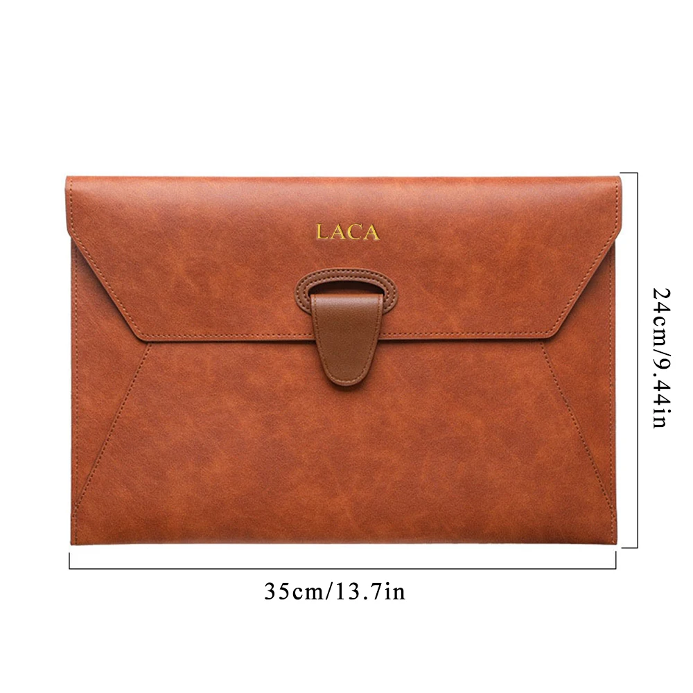 Customized name: A4 business file bag, leather material, thick and waterproof storage bag, office bag, bill bag