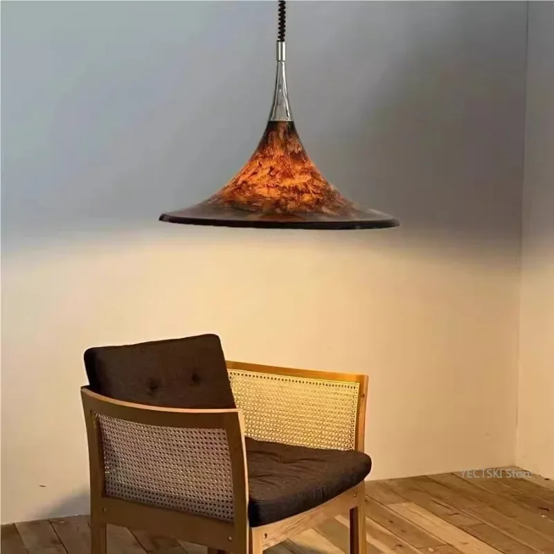 

GHJUYIOL Middle aged restaurant pendant light lifting retro painted living room island table study telescopic light home