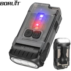 Boruit v15 edc lanterna chaveiro luz 1200lm tipo-c recarregável portátil mini tocha com clipe magnético lanterna de bolso de acampamento