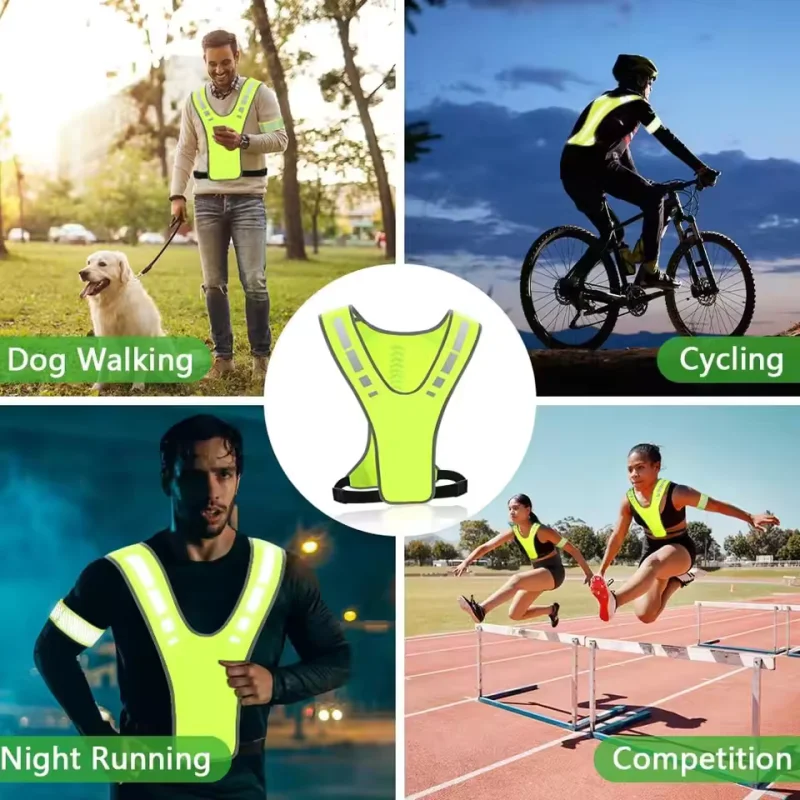 Breathable Fluorescent Mesh Vest High Visibility Running Vest Lightweight Adjustable for Men Women Outdoor Night Riding Portable