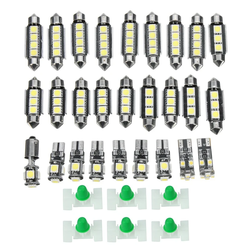 Kit di luci a Led per auto In bianco da 27 pezzi per Mercedes-Benz con Clip di stampaggio per porte esterne per auto da 50 pezzi per BMW