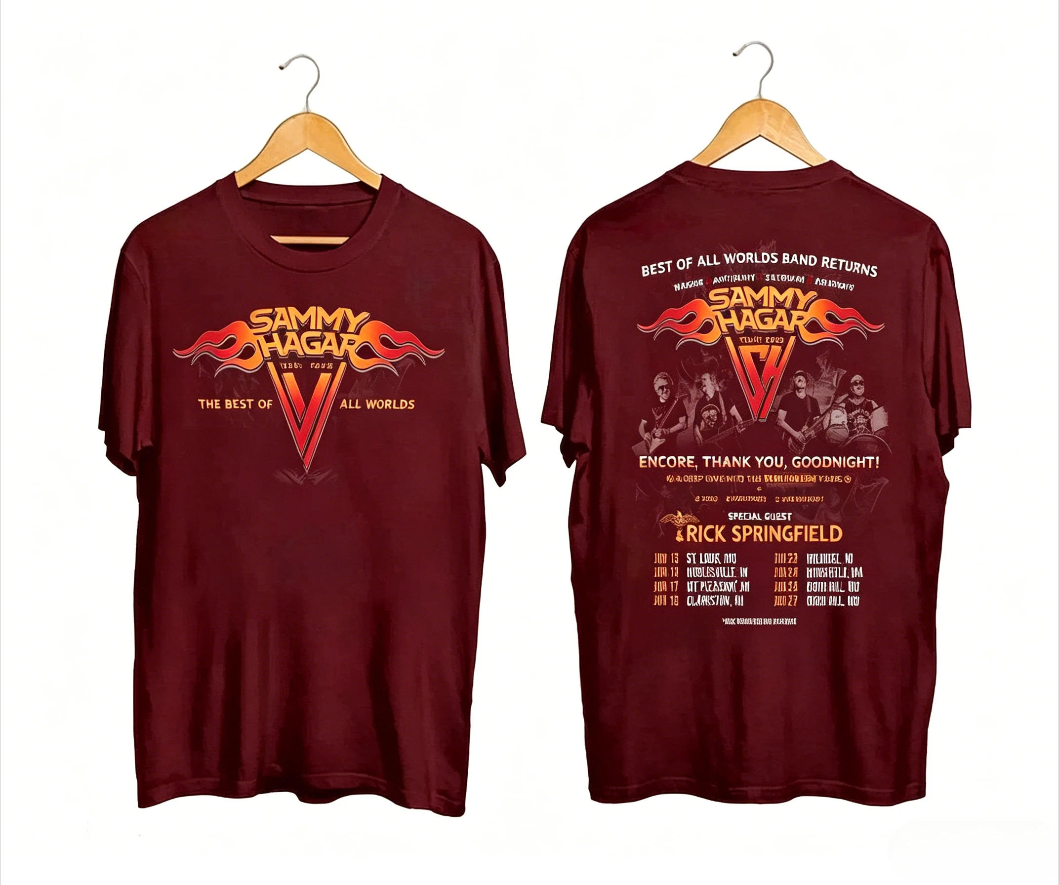 Sammy Hagar The Best Of All Worlds 2026 Tour Double Sided Print T Shirt Vintage Rock Concert Graphic Casual Cotton Short Sleeve