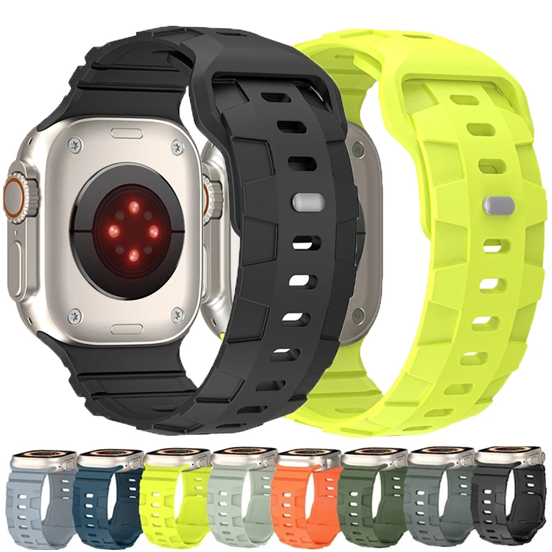 Силиконовый ремешок для Apple Watch Band 46 мм 45 мм 44 мм 42 мм, спортивный браслет для Apple Watch Series 10 9 8 SE 7 6 iWatch Ultra 2 49 мм