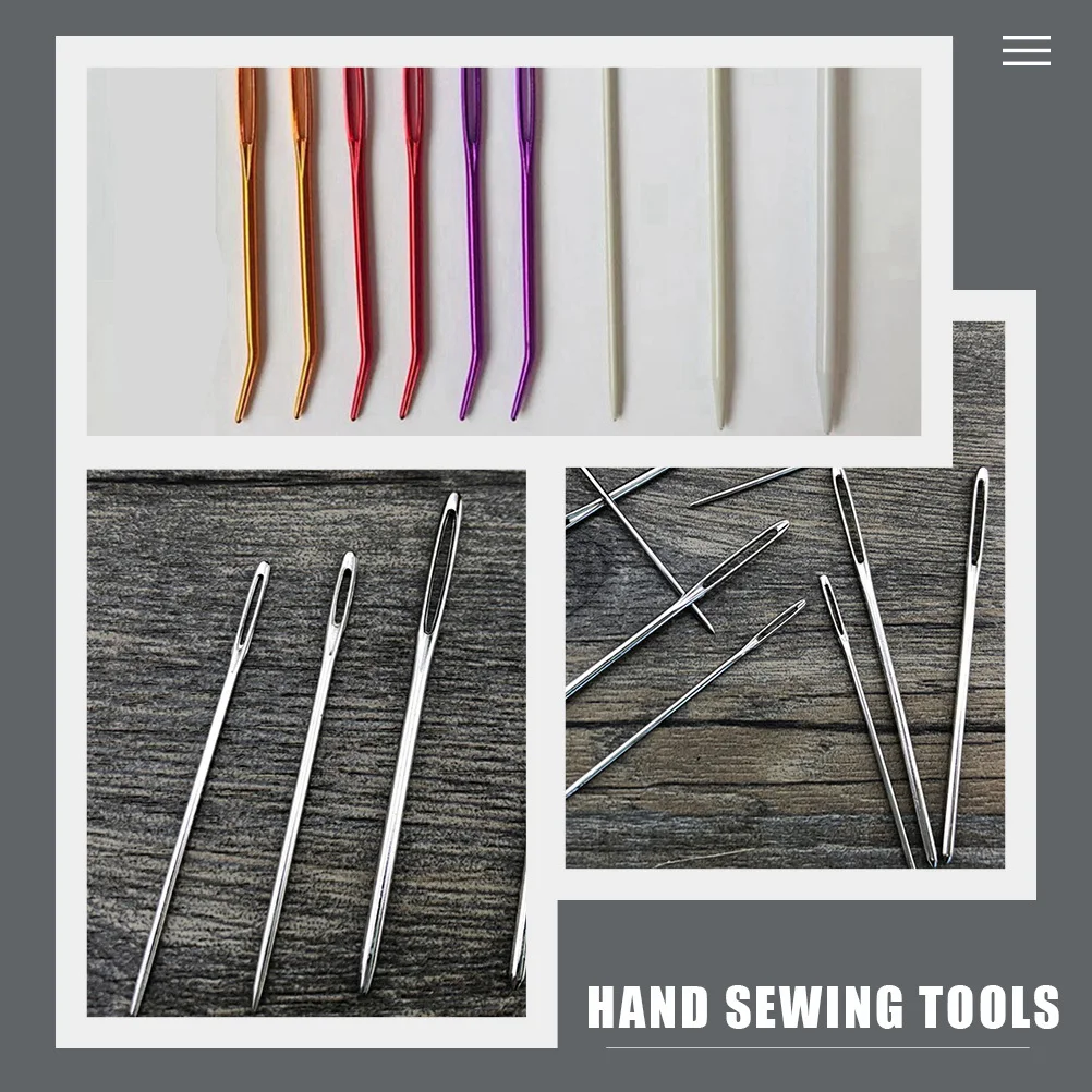 

1Set Large Eye Sewing Needle Kit Bend Straight Needles for Hand Sewing Yarn Knitting Sweater Repair Tools Yarn Knitting Needle