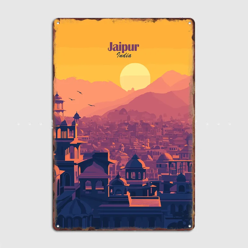 Jaipur Cityscape Sunset Travel Scenery Posters Retro Garage Club Bar Indoor Wall Vintage Poster Room Decoration Home Decor