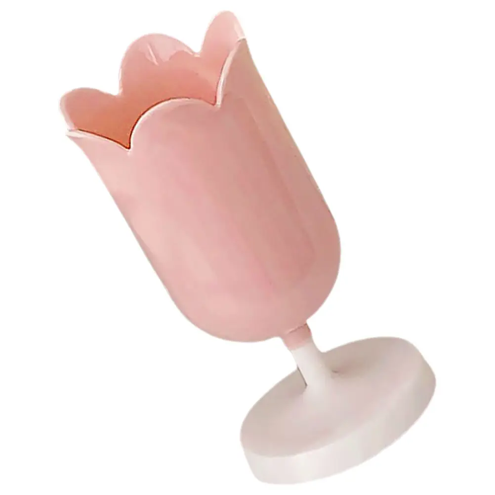 Tulip Shaped Pen Holder Pink Plastic Flower Design Pencil Holder for Desk Makeup Brushes Home Office School Decor Gift Idea