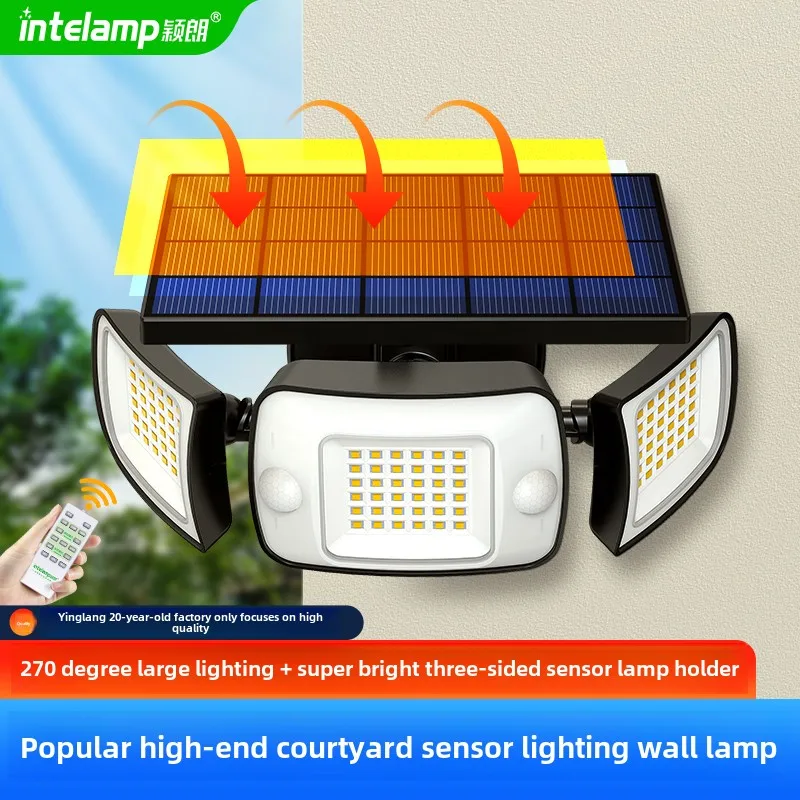 Intelamp ソーラー屋外ライトモーションセンサー防水明るいウォール街灯庭庭パスガレージ階段ポーチ