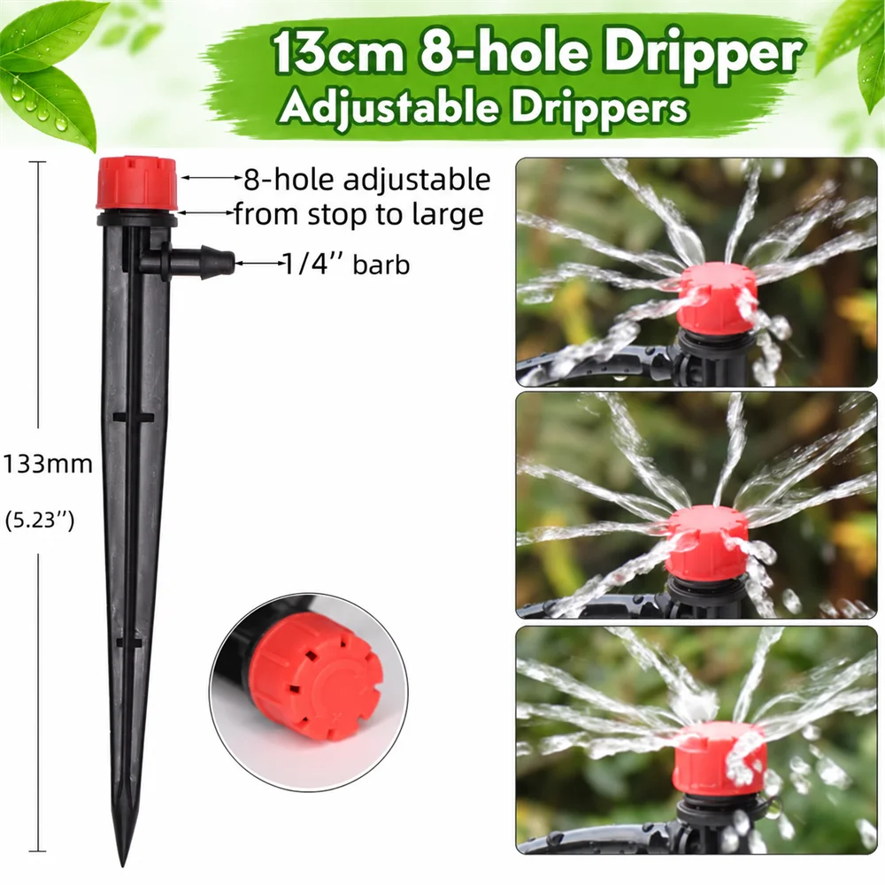 50PCS 13/18/27cm Adjustable Drip Stake Sprinkler, 1/4