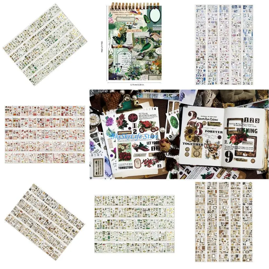 

E65E Retro Scrapbooking Stickers Scrapbooking Decorative Stickers Aesthetic Stickers