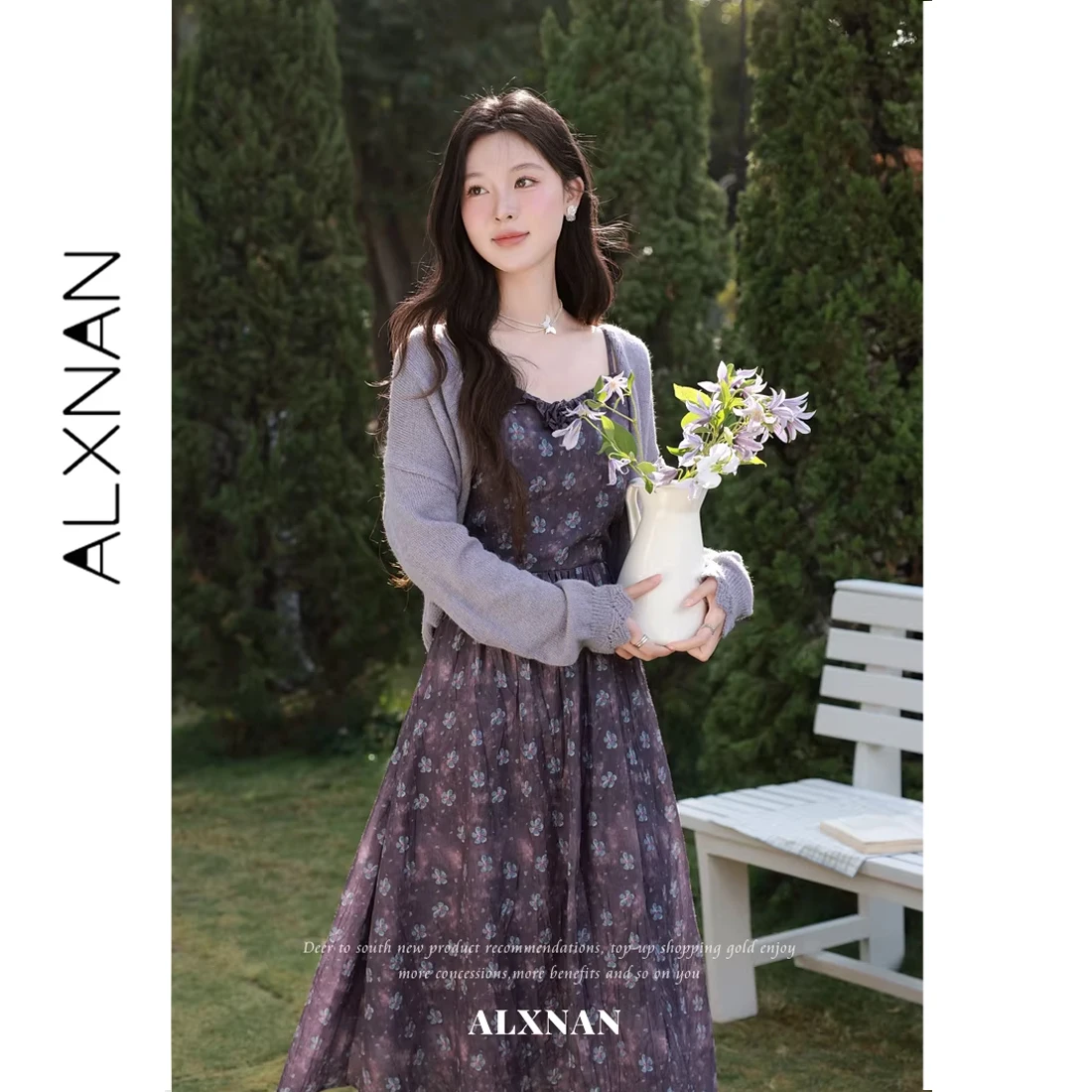 

ALXNAN Grey Knit Cardigan 2026 Spring Elegant Short Casual Women's Tops Fashion Loose-fit Long Sleeve Knitwears Female L62701