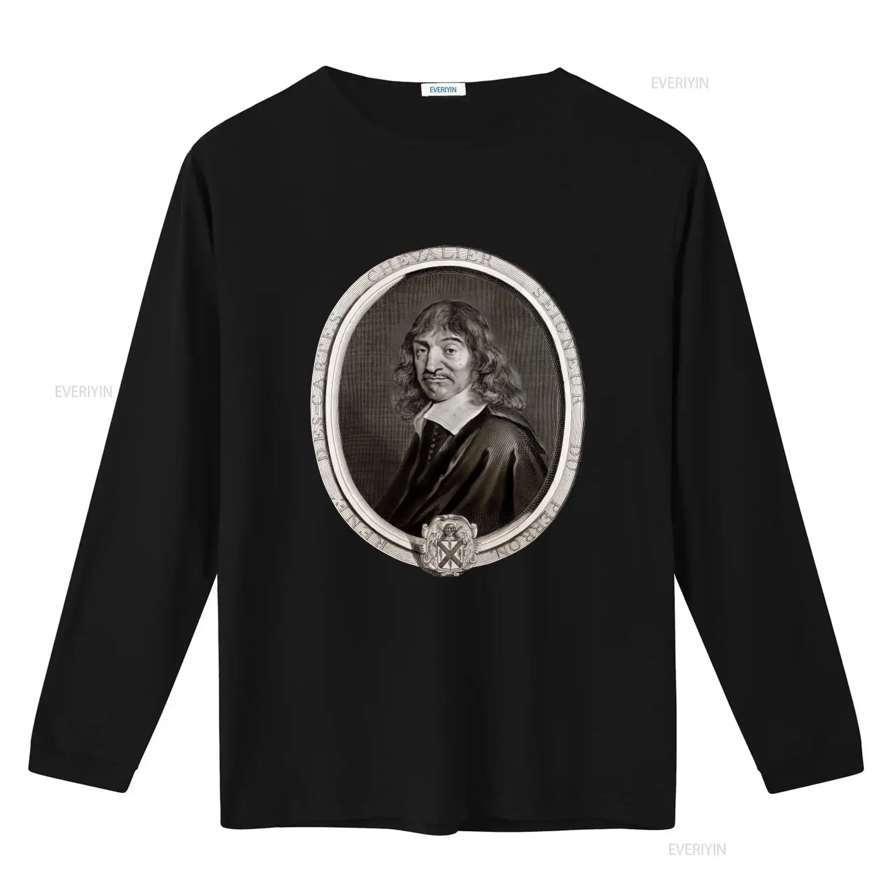 René Descartes T Shirt Philosopher Philosophy Vintage Portrait Design Unique Intellectual Apparel vintage Washed streetwear