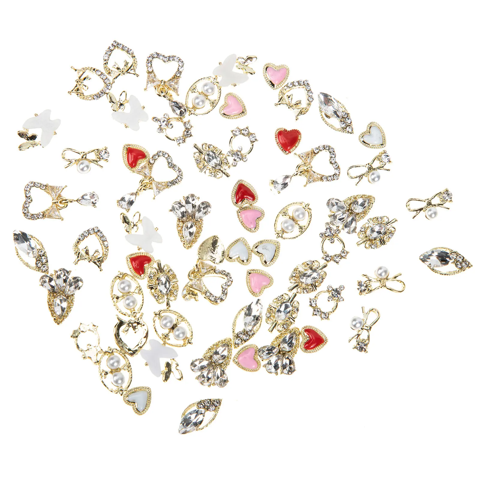 

60Pcs Alloy Nail Charms Decorative Nail Art Charms Elegant Manicure Jewelry for Party Wedding DIY Nails Salon Supplies