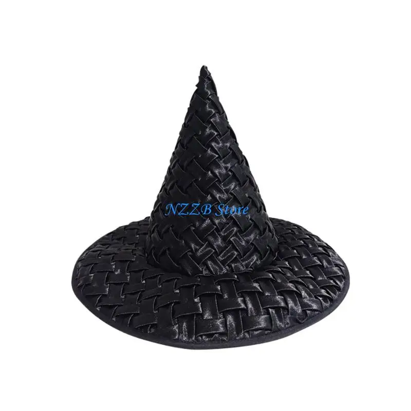 

T21F Crinkle Braided Halloween Hat for Adults and Kids Costume Event Polyester
