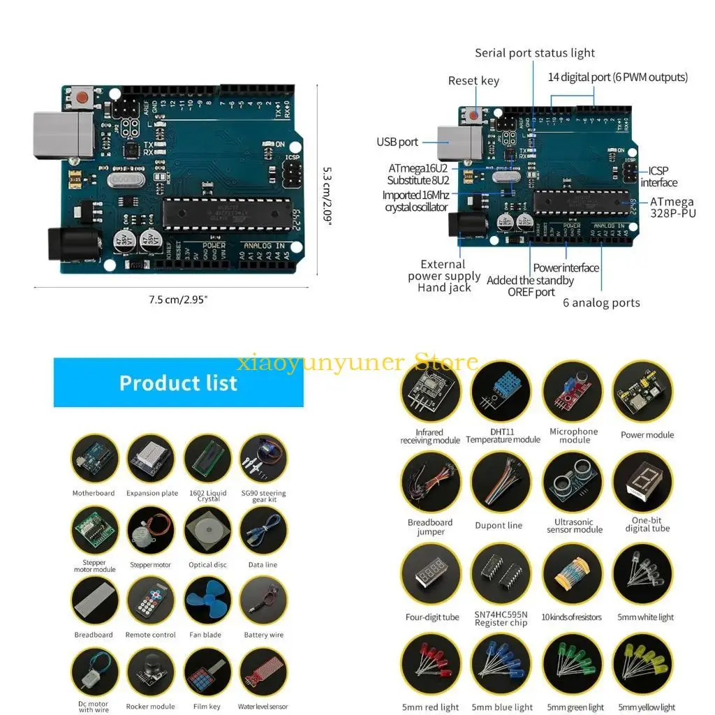

P9JB DIY Super Starter для макетной платы SET UN-R3, плата управления, светодиодные диоды, резисторы, RFID-модуль LCD1602