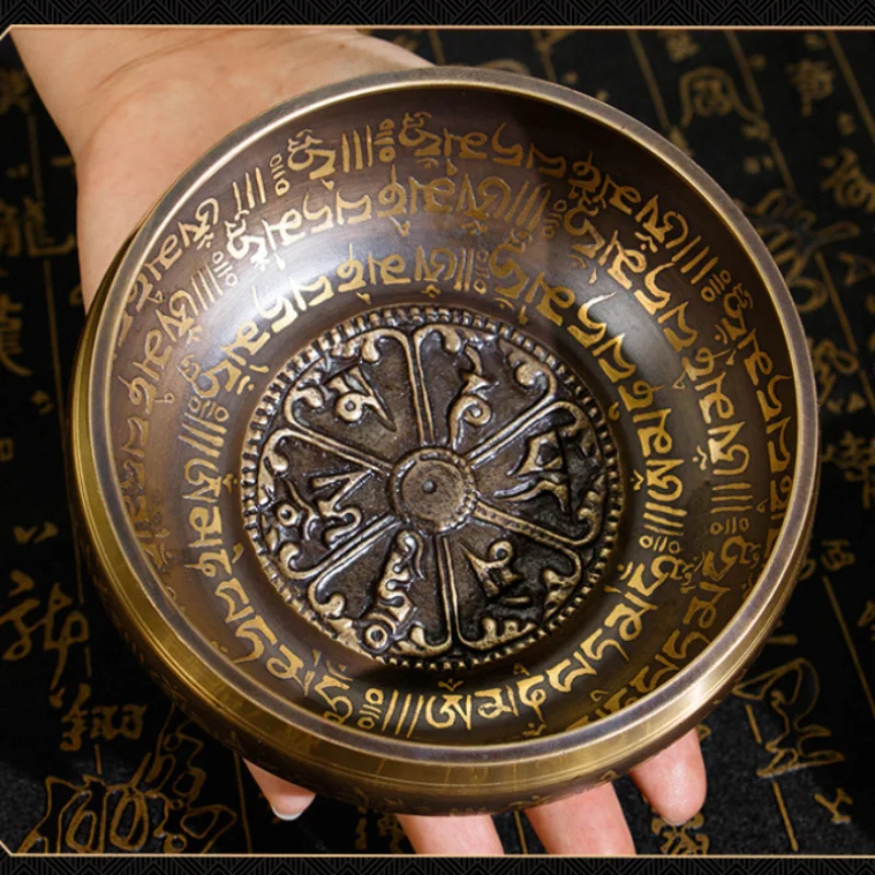12cm Tibetan Brass Singing Bowl, Yoga Meditation Bowl for Sound Healing Stress Relief, Buddha Mindfulness Bowl Handmade view 3