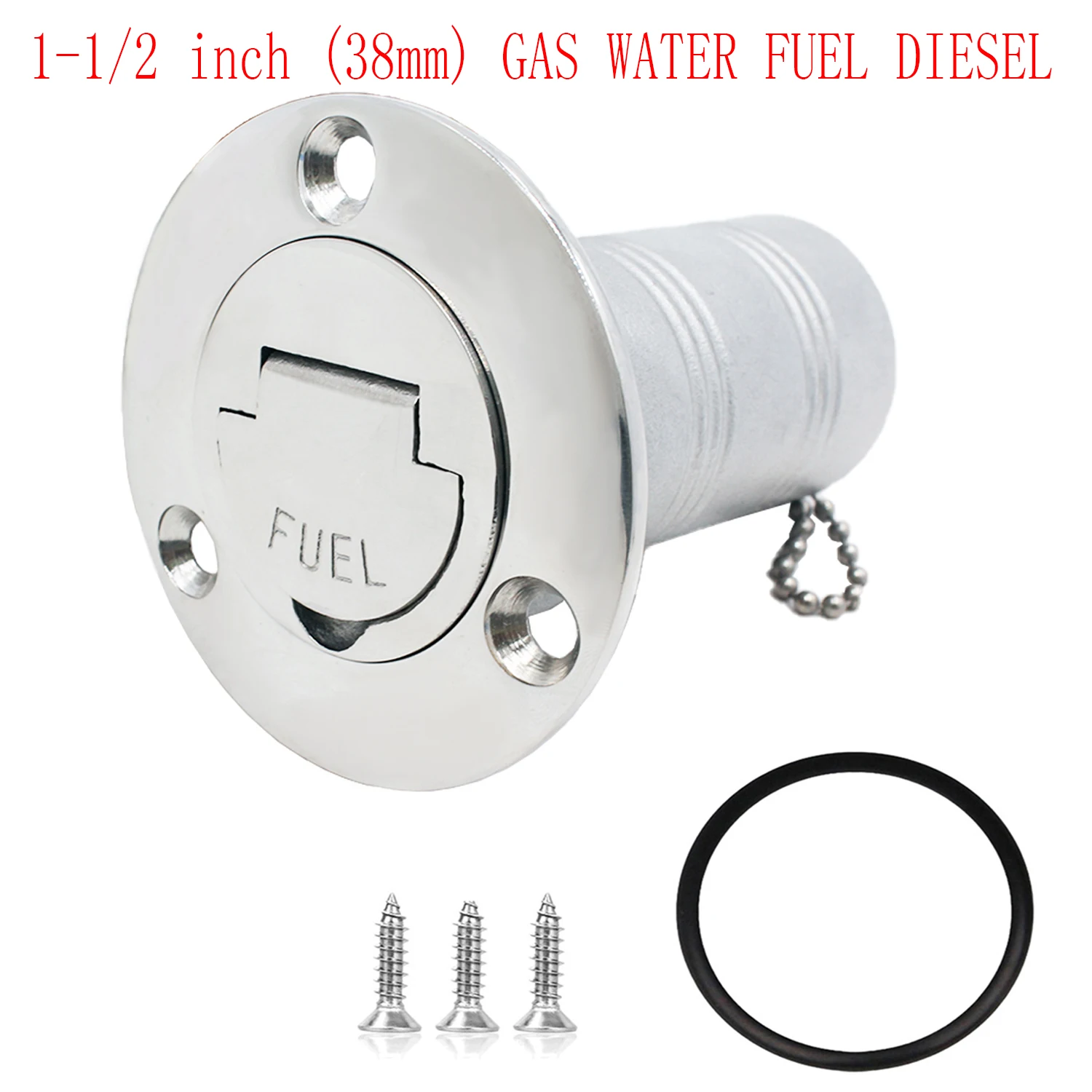 

1-1/2"(38mm) Boat Deck Fill/Filler Tank Neck Keyless Cap GAS / WATER / FUEL / DIESEL Marine Stainless Steel 316 Yacht Caravan