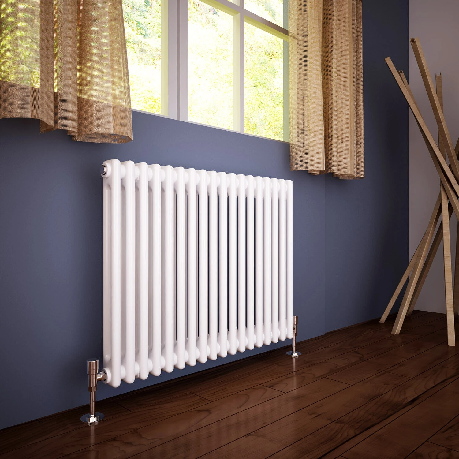 European-style cast iron style anthracite horizontal household wall-mounted hot water heater 2-column radiator wholesale graphic