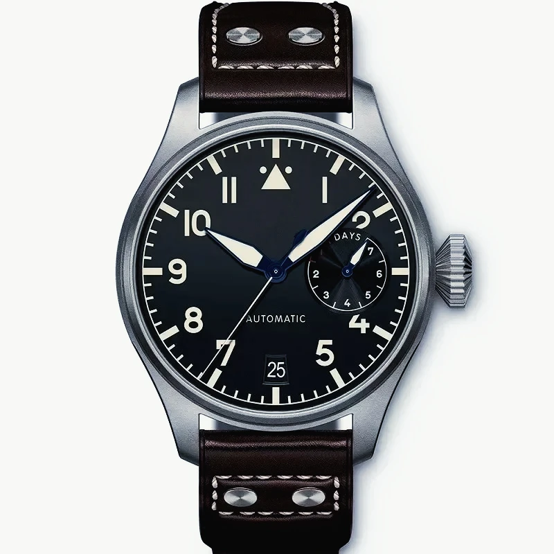 904L Stainless Steel case, for Automatic Mechanical Watch,in Brown Leather Big Pilots