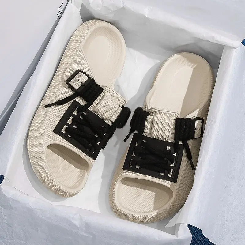 

Мужские модные летние сандалии с открытым носком, повседневные, на толстой подошве, с ремешками, нескользящие, удобные