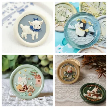Fire seal stamp stamp cute animal series special-shaped embossed multi-layer brass head Diy toy handmade invitation envelope seal
