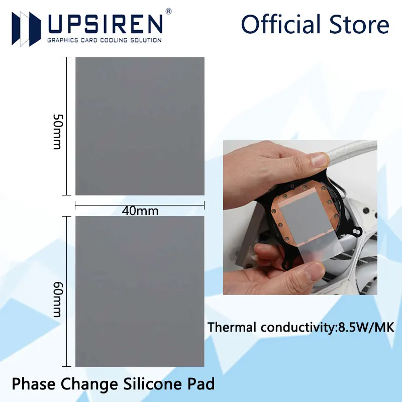 UPSIREN 8.5W/mk Solid Silicone Grease Phase Change Silicone Pad,30x40/40x40/40x50/40x60/40x80mm For GPU CPU Laptop Cooling