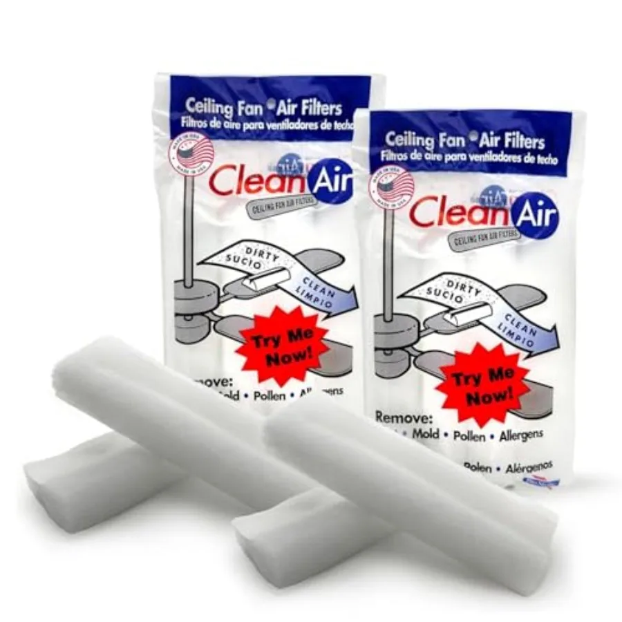 Ceiling Fan Blade Air Filter - Dust and Allergen Catcher - Easy-Attach - Blade Filters for Any Fan Size - Reduce Airborne Parti
