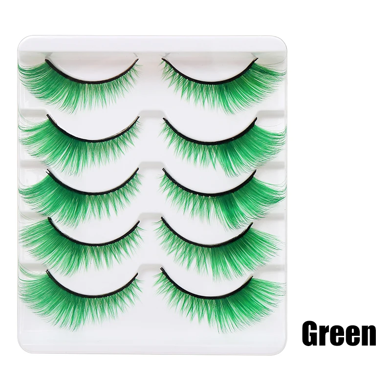 DINGSEN 1/5/10 Paar Bunte Flauschige Streifen-Wimpern Natürliche Weiche Wimpern Wispy Falsche Wimpern 3D Lockige Wimpern für Make-up – Detail 18