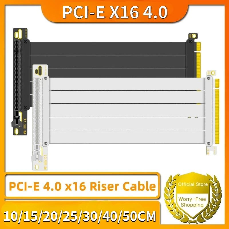 

PCI-E 4.0 X16 Riser Cable Video Card EMI Shielded High-Speed Flexible Extender PCI Express Gen4 GPU Graphics Card Extension Cord