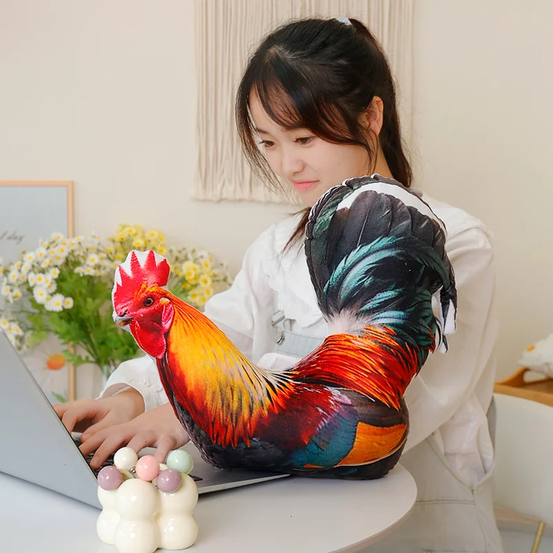 Kawaii Simulation Animal imprimé peluche poupée oreiller poulet canard oie Pigeon perroquet coq poule en peluche jouet décor à la maison cadeau pour fille