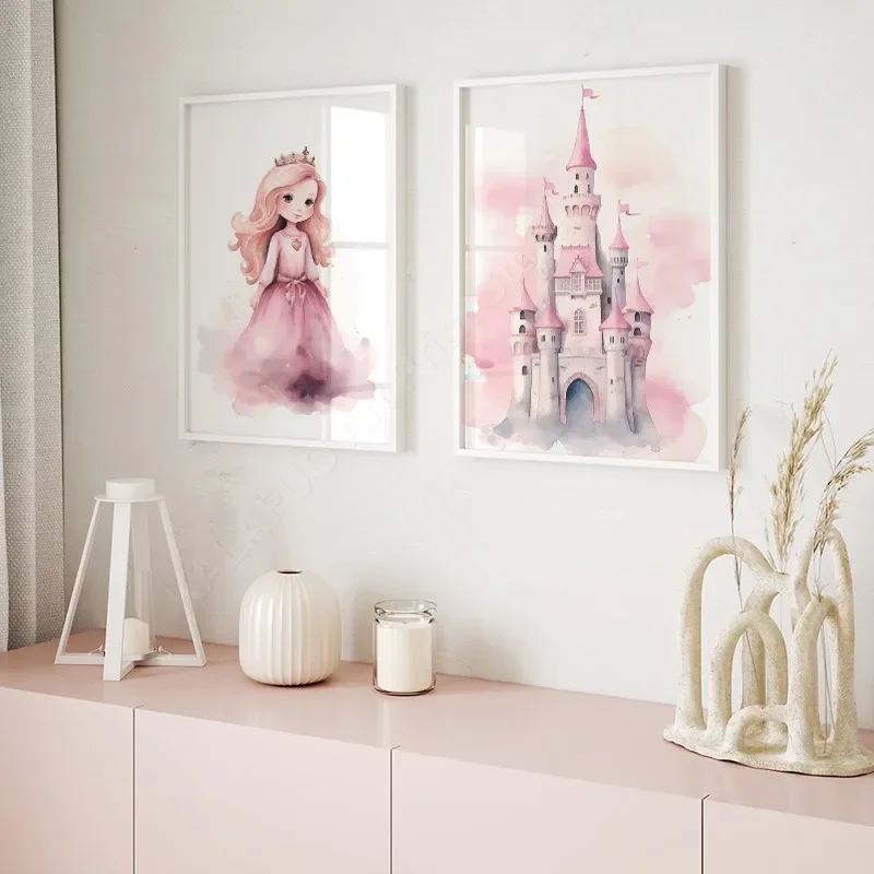 Princess Castle Unicorn Rainbow Cloud Star Wall Art Canvas Painting Posters And Prints Pictures For Girl Kids Room Nursery Decor