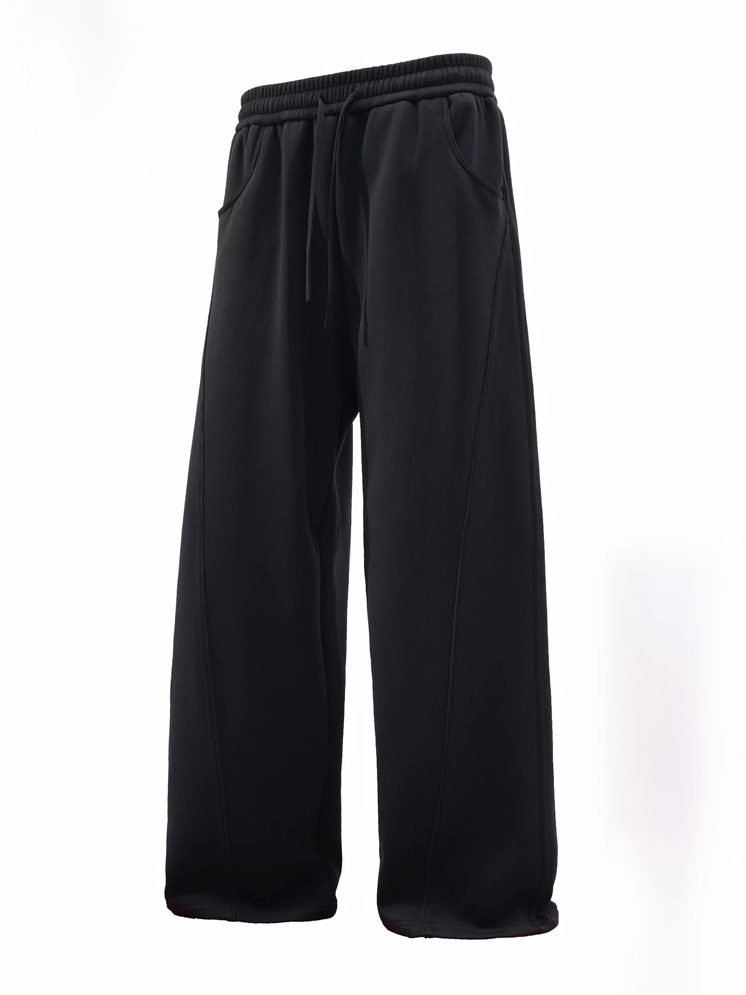 

American Sle Loose Comfortable Knitted Fce Lined Thiened Drape Casual Pants Men's Winter Long Trousers