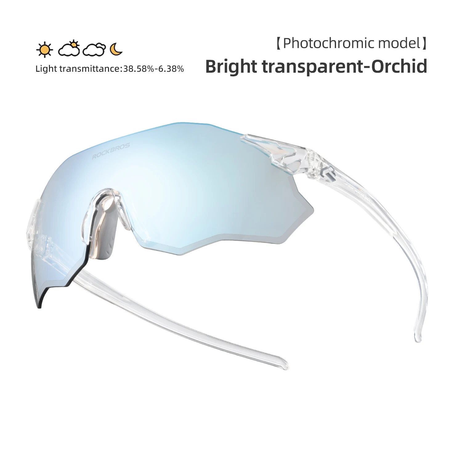 ROCKBROS Fahrradbrille Photochrome/Polarisierte Sonnenbrille UV-Schutz Winddichte Brille für Männer und Frauen Straßenfahrrad-Sportbrille