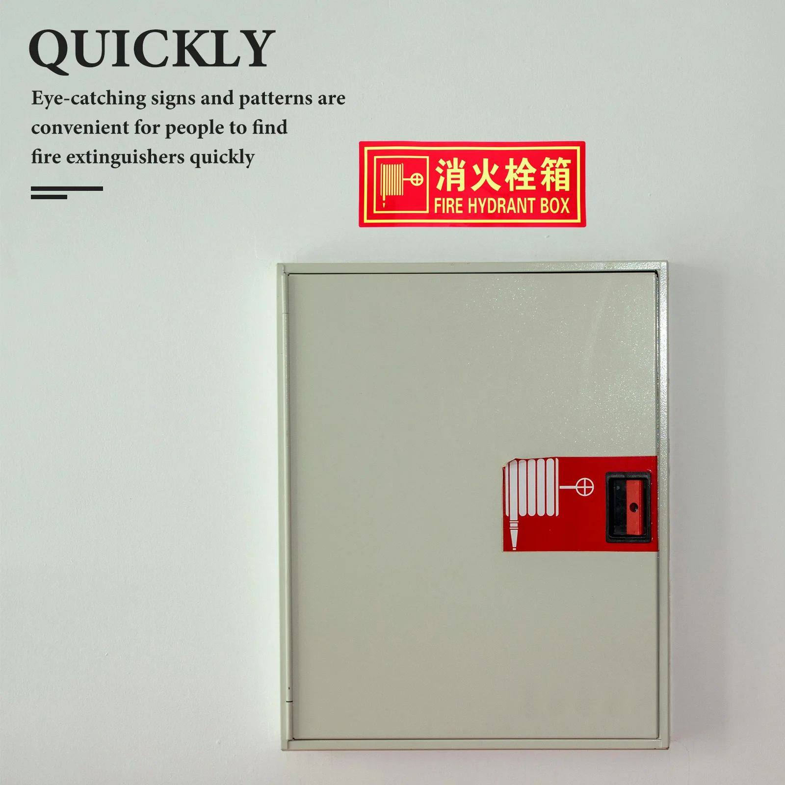 4Pcs Glow in The Extinguisher Sign PVC Self Adhesive Safety Decal for Office Restaurant Store Factory Construction