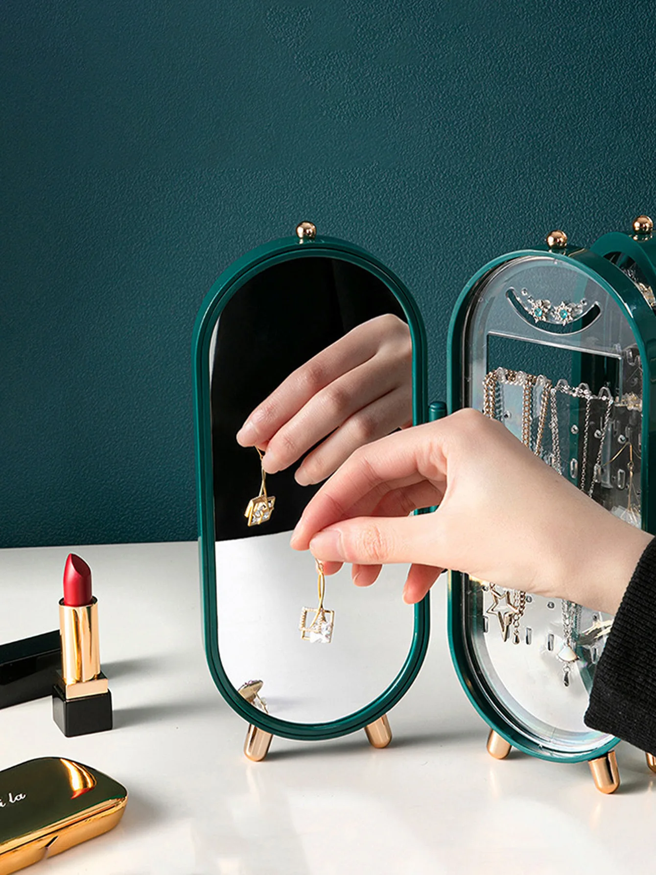 Bar Cart Gold - Gabinete de Almacenamiento de Joyas con