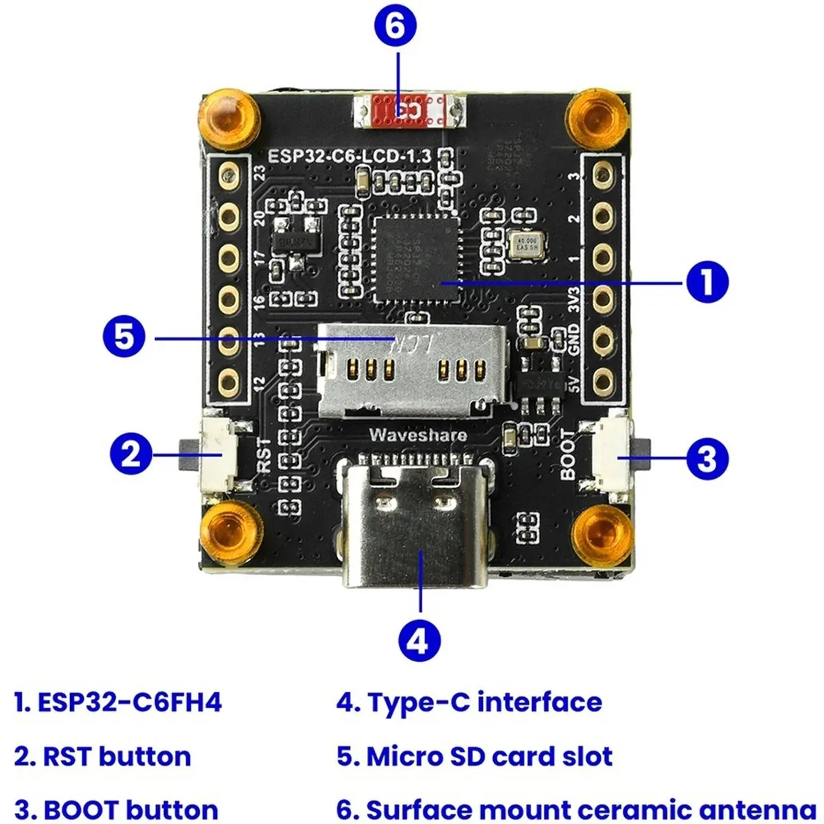 -C6 1.3in RGB LED Display Development Board 240x240 Resolution ST7789 Driver WiFi 6 BT 5 Low-Power IoT AIoT Module