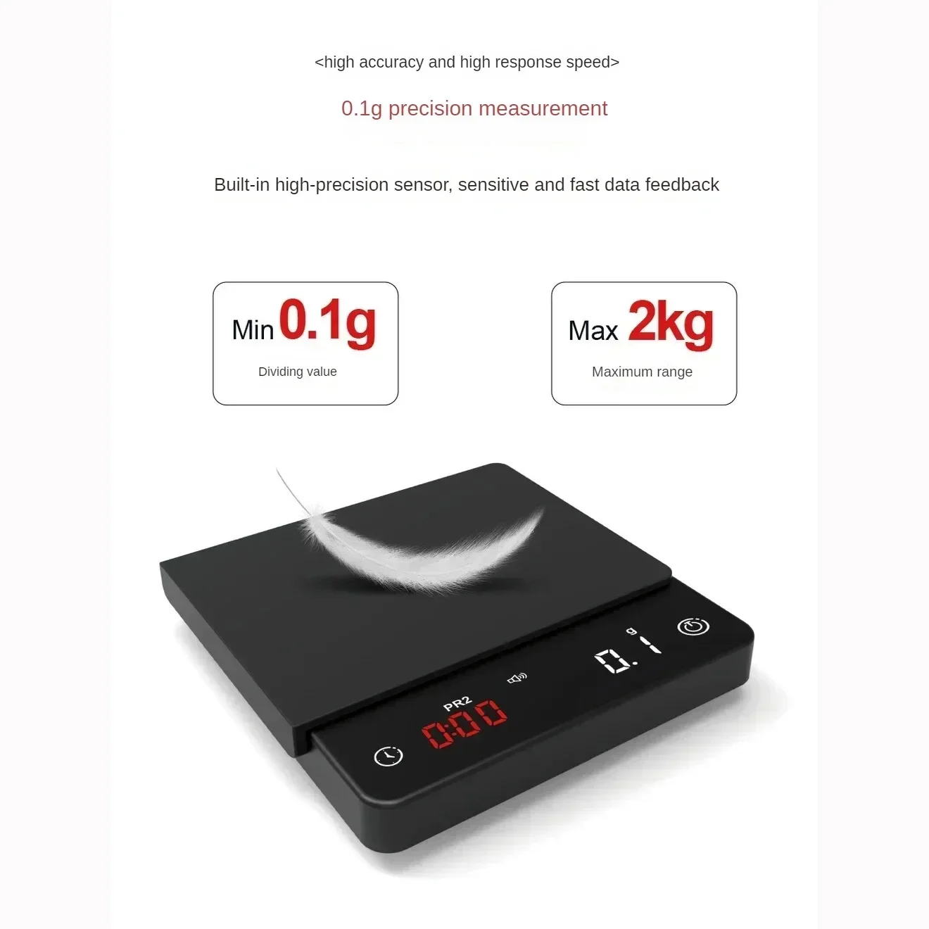 Tiny Espresso Coffee Kitchen Scale SearchPean Mini Smart Timer USB 2kg/0.1g Send Pad Man Woman Gift Timer Digital Weight Scale