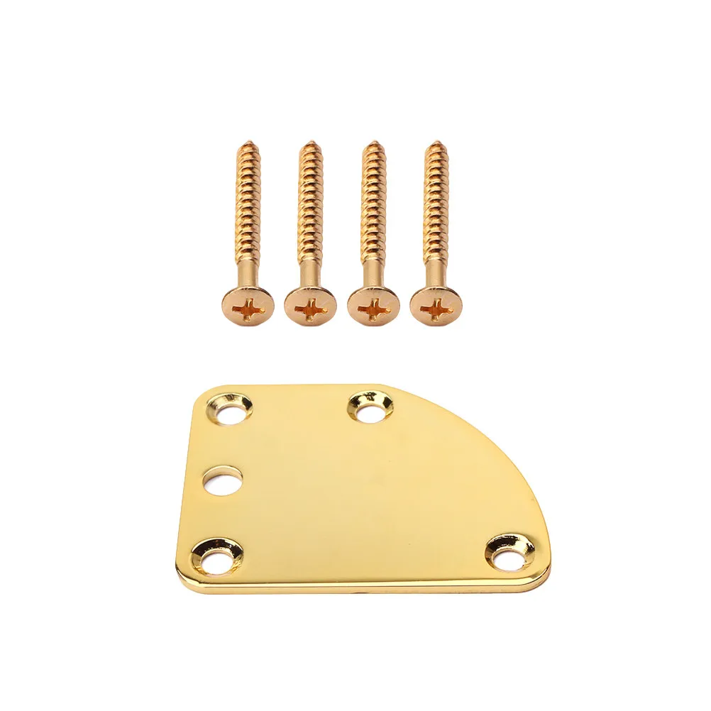 Triangle 5 Holes Bass Guitar Neck Plate Electric Guitar Neck Strength Connecting Board Joint Plate Golden Metal Easy Install