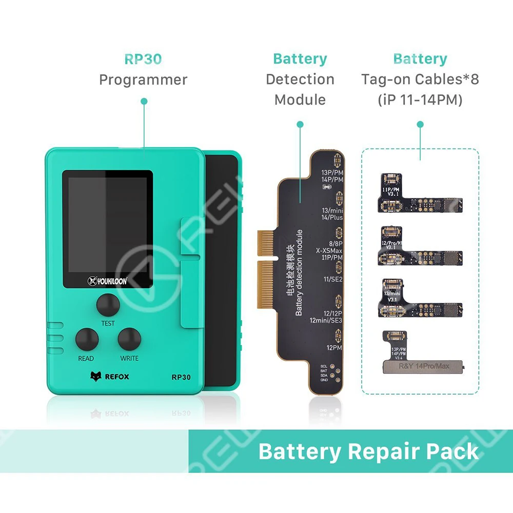 Refox RP30 True Tone/No Soldering Face ID/Battery Repair Programmer For iPhone 15 14 13 pro Dot Projector Detection Restore Tool