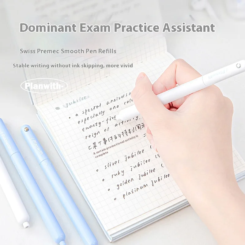 

Planwith Quick-dry Smooth Writing Gel Pen 0.5mm Anti Slip Anti Rolling Design Ballpoint Pen Learning Office Signature Stationery