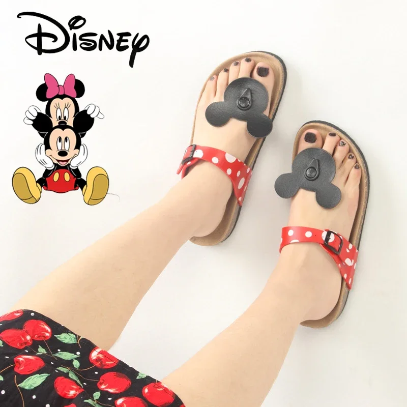 Disney Mickey Minnie Women Flip Flops Cartoon Fashion Summer Beach Slipper Men Casual Breathable  Antiskid Beach Sandals Slipper