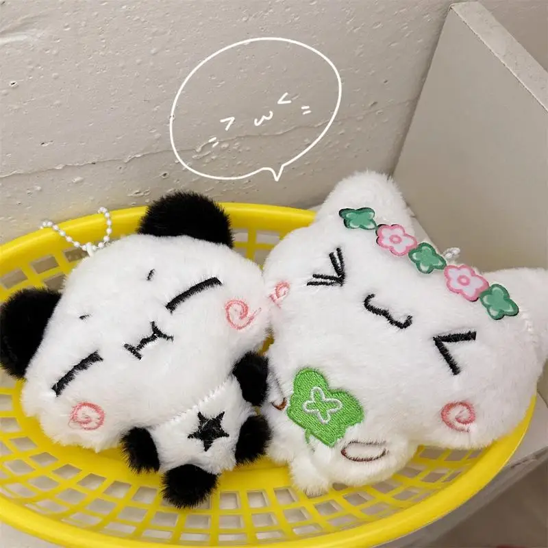 Cartoon Animal Rabbit Panda Plush Pendant Keychain Kawaii Fashion Key Ring For Women Girls Cute Backpack Pendant Accessories