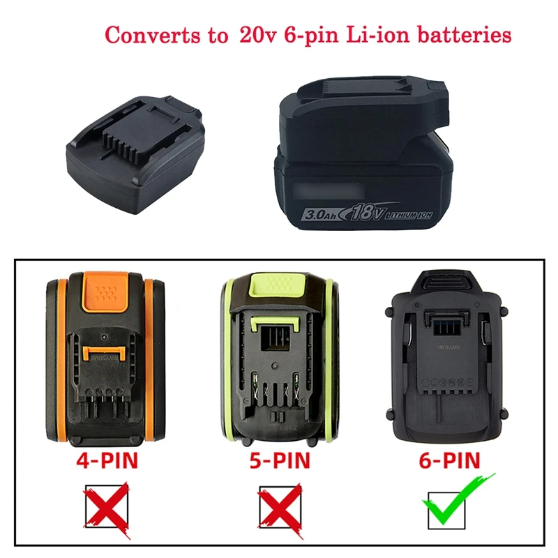 

Battery Tool Converter Battery Adapter for Makita 18V BL Series Battery Conversion for WORX 20V 6PIN Lithium Battery Tool Conver