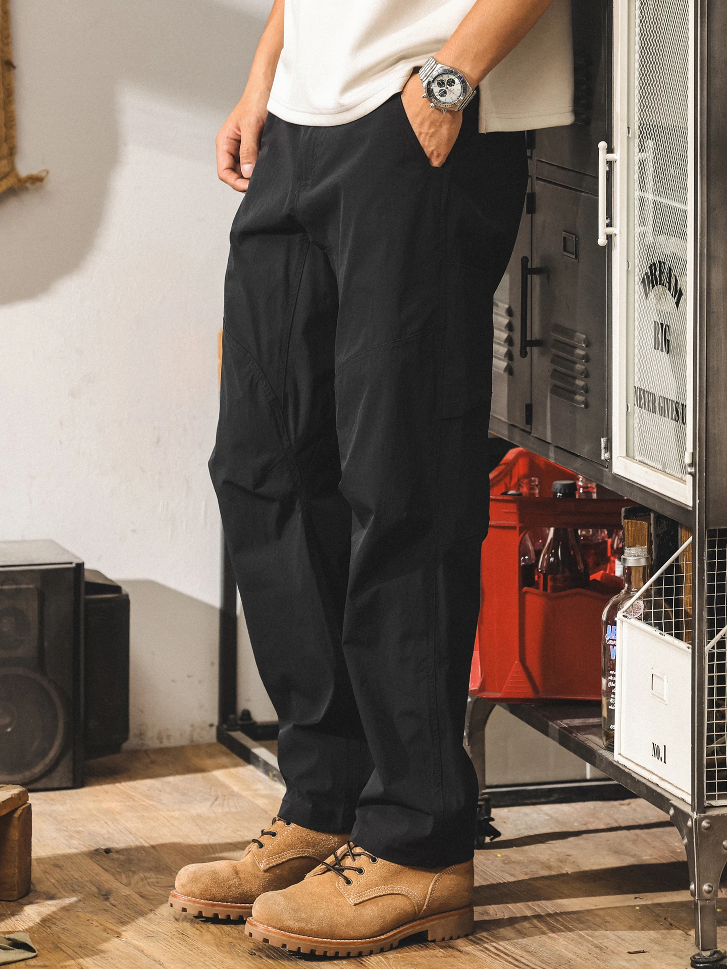 

American Sle Ice Silk Qui Dry Workwear Pants Men Summer New Trend Brand Thin Straight Leg Loose Casual Trousers