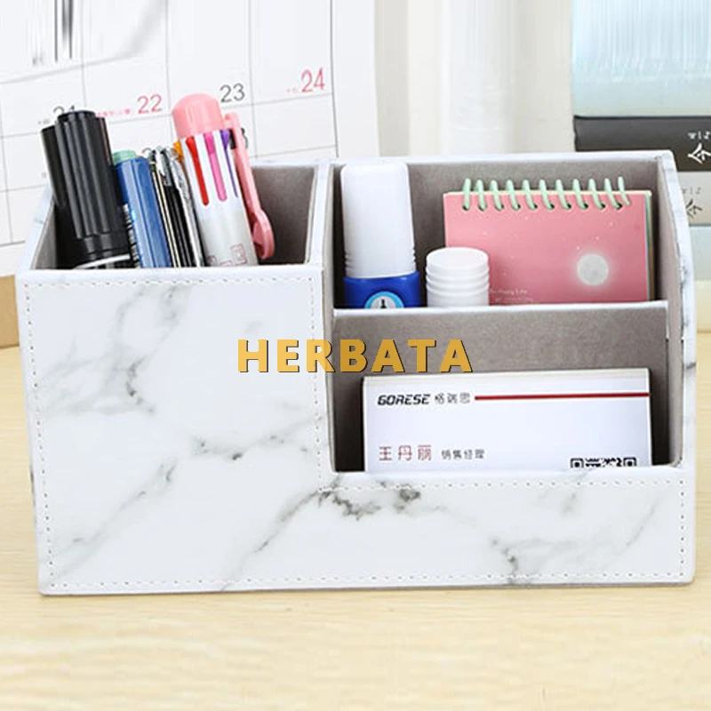 New Marble Pen Pencil Holder Desk Organizer Multifunctional storage box Cell phone stand Estuche escolar Office Supplies CL-2564