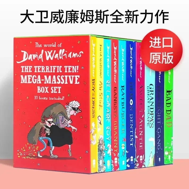 10 Books Box Set English Children'S Novels David Walliams David Juvenile Humorous Growth Novels Kids Reading Story Chapter BookB