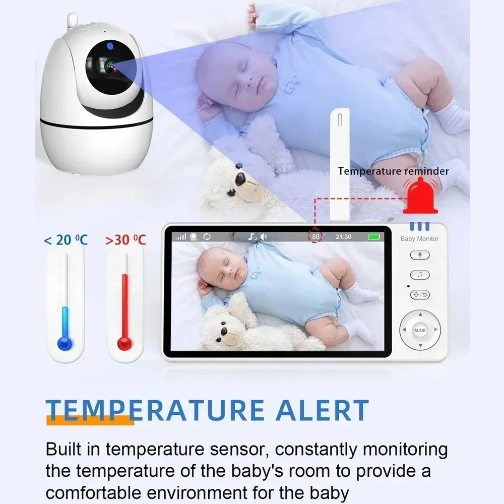 Cdycam ABM501 5.0 Inch Baby Monitor 3500mAh Battery With Nanny PTZ Camera 2-way Audio VOX Lullaby Up Crying Detection USB Charge