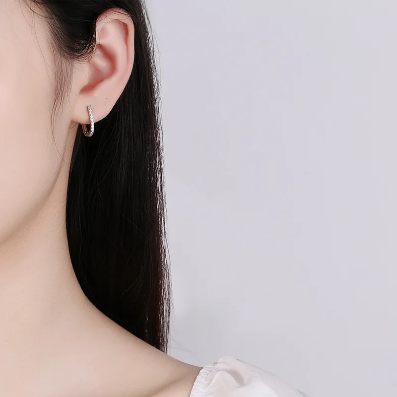 TrustDavis Real 925 Sterling Silve Hoop Square Cat's Paw Heart CZ Pendant Hoop Earrings For Daughter Girls Women Jewelry DG0190 image 3